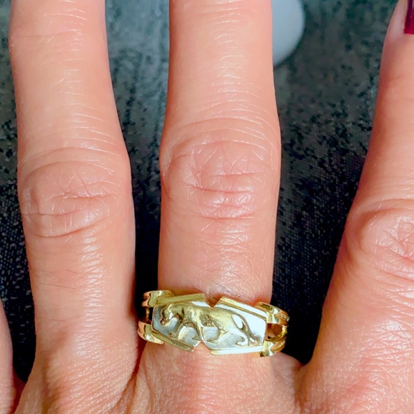 14K Yellow & White Gold Puma Band Ring - Picture 4 of 9